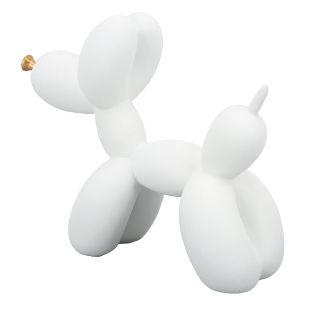 Estatua de perro de estilo moderno, resina sintética, nariz dorada, blanco, animales decorativos elegantes, adorno artesanal para el hogar