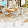 thumbnail image 4 of Martha Stewart Indoor-Outdoor Stackable Bistro Chair with Gray Woodgrain Aluminum Finish Frame and White/Gray Woven Rattan Back and Seat, 4 of 12