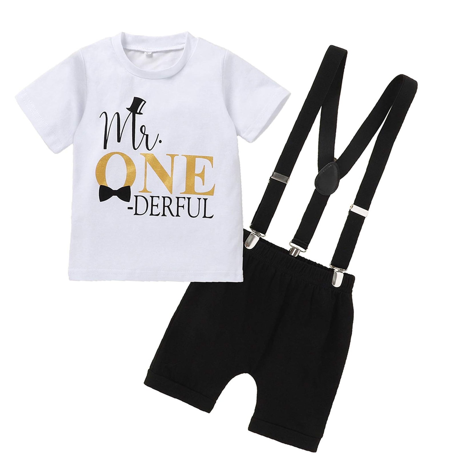 Maxcozy Baby Boy First Birthday Clothes Infant Cute Tops + Suspender