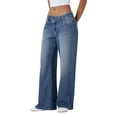 thumbnail image 3 of Women'S Wide Leg Jeans High Waisted Stretchy Straight Leg Jeans Trendy Loose Denim Pants Blue M, 3 of 9