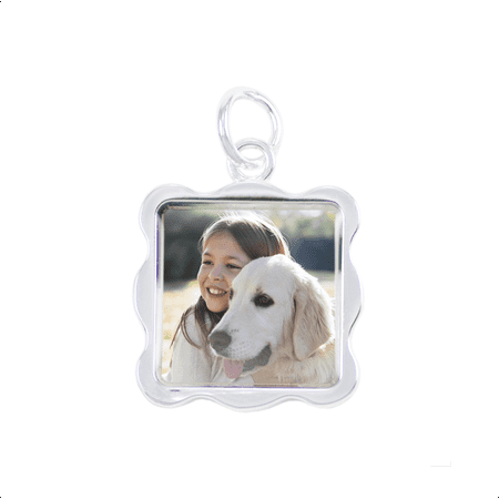 Sterling Silver Plated Wave Photo Pendant