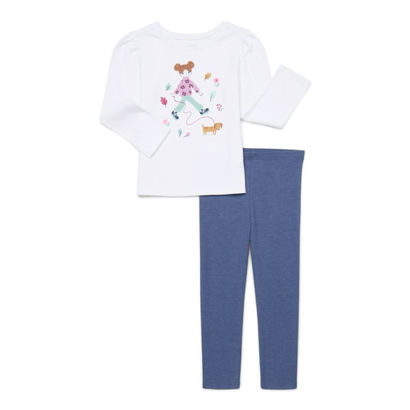 Garanimals Toddler Girl 2-Piece Long Sleeve Tee and Legging Outfit Set, Sizes 18M-5T