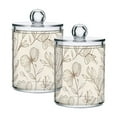 thumbnail image 2 of Elegant Line Art Floral Pattern Bathroom Canisters Set of 4 Translucent Plastic Storage for Cotton Pads and Floss, 2 of 7