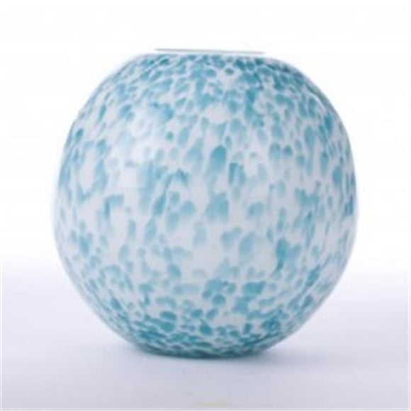 Glitzhome Vase en Verre Rond Bleu & Blanc