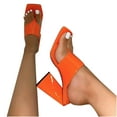 thumbnail image 4 of Anuirheih Slip on Sandals Women,Women's Shoes Fashion Solid Color Candy Colors Clip Toe Thick Heel Sandals Slippers Flip Flop(Orange), 4 of 4