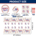 thumbnail image 2 of Baseball 1st Birthday Party Supplies for 20 Guests, Disposable Tableware Set includes Rookie of The Year Paper Plates, Tablecloth, Napkins and Forks for Boys Baby First Baseball Party Decorations, 2 of 6