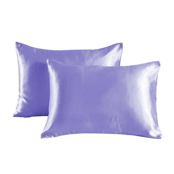 AUQ 2 Pcs Silk Pillow Cases,20"×40" Skin-Friendly Satin Pillowcase,Breathable and Reduces Frizz Blissy Silk Pillow Cases,Purple