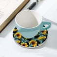 thumbnail image 4 of GZHJMY 4Pcs Round Sunflower with Graphic Blue Butterflies Ceramic Coasters with Cork-Backed for Coffee Drink, Cup Mat Absorbent Stone Coasters, 4 of 5