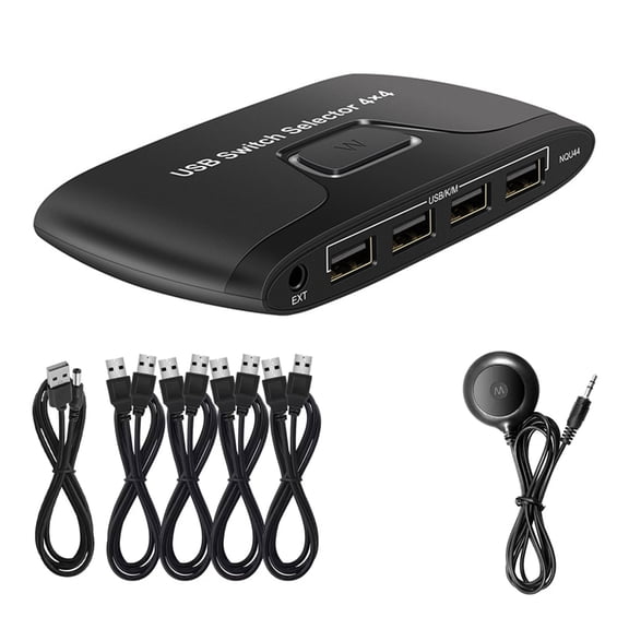 Multi Computer USB Switcher for Keyboard Mouse Sharing Including 4 Port and Broad OS Compatibility