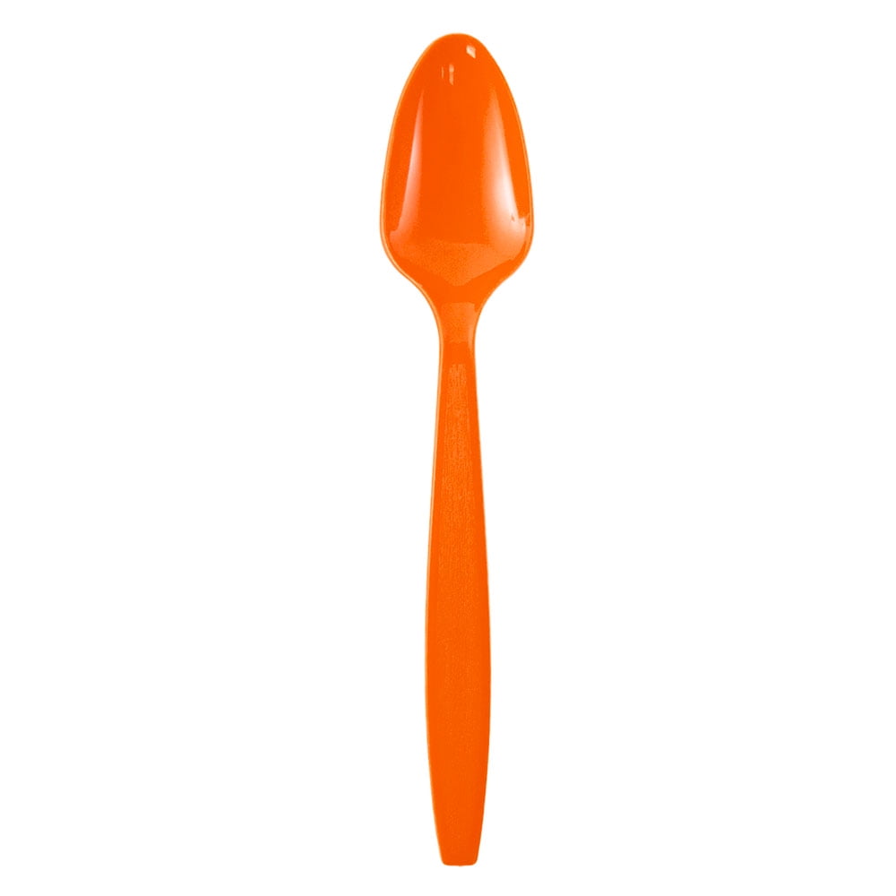 JAM Paper Disposable Plastic Spoons Party Pack, Orange, 100/Box