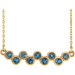 Aquamarine Bezel - Jewels By Lux 14K Yellow Gold Aquamarine Bezel Set Bar 16-18