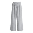 thumbnail image 3 of Girls Linen Pants Wide Leg School Uniform Pants Cozy Elastic Waist Summer Casual Beach Lounge Trousers with Pockets, 3 of 4