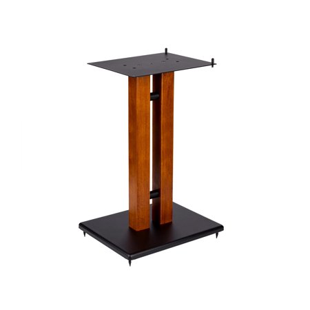 UPC: 0889028170335 | Monoprice Monolith 24in Cherry Wood Speaker Stand with Adjustable Top Plate  Cherry (Each) Hold Speakers Weighing Up To 75 Pounds  Perfect For Center or Bookshelf Speakers