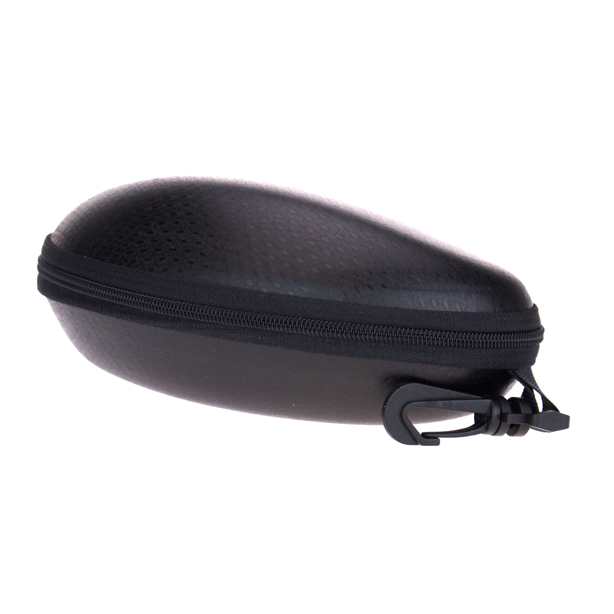 Classic Zippered Hard Eyewear Carrying Case With Clip Hook All Black