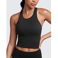thumbnail image 2 of CRZ YOGA Womens Ribbed Longline Sports Bra Racerback Padded Slim Fit Crop Tank Top with Built in Pads, 2 of 8