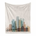 thumbnail image 1 of Jersey City Soft Flannel Fleece Throw Blanket, New Jersey Skyline with Big American Town Buildings with Bridge Urban Print, Cozy Plush for Indoor and Outdoor Use, 50" x 70", Multicolor, by Ambesonne, 1 of 6