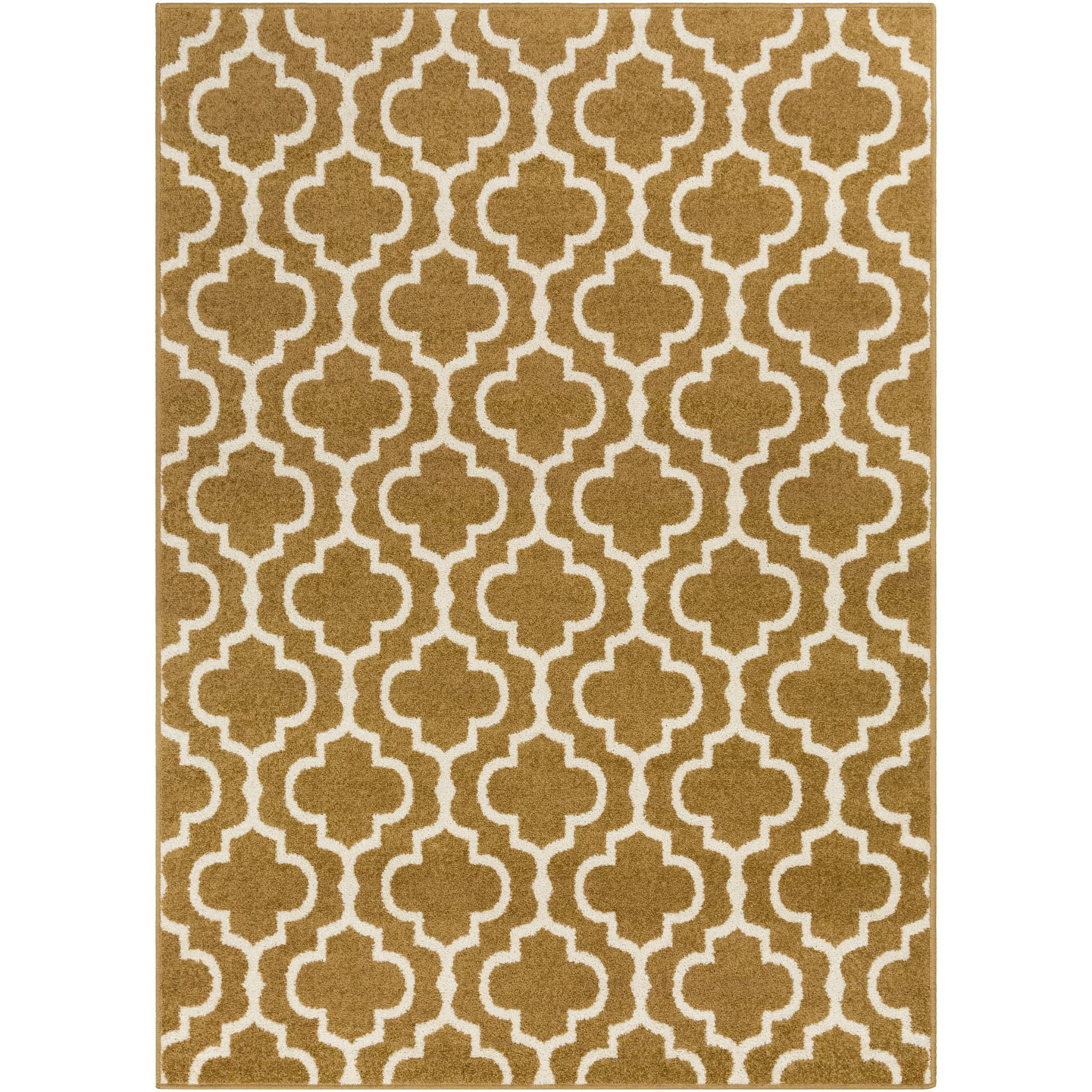 2' x 3' Mustard Brown and White Rectangular Area Throw Rug Walmart