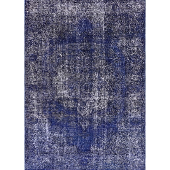 Ahgly Company Indoor Rectangle Mid-Century Modern Blue Oriental Area Rugs, 5' x 7'