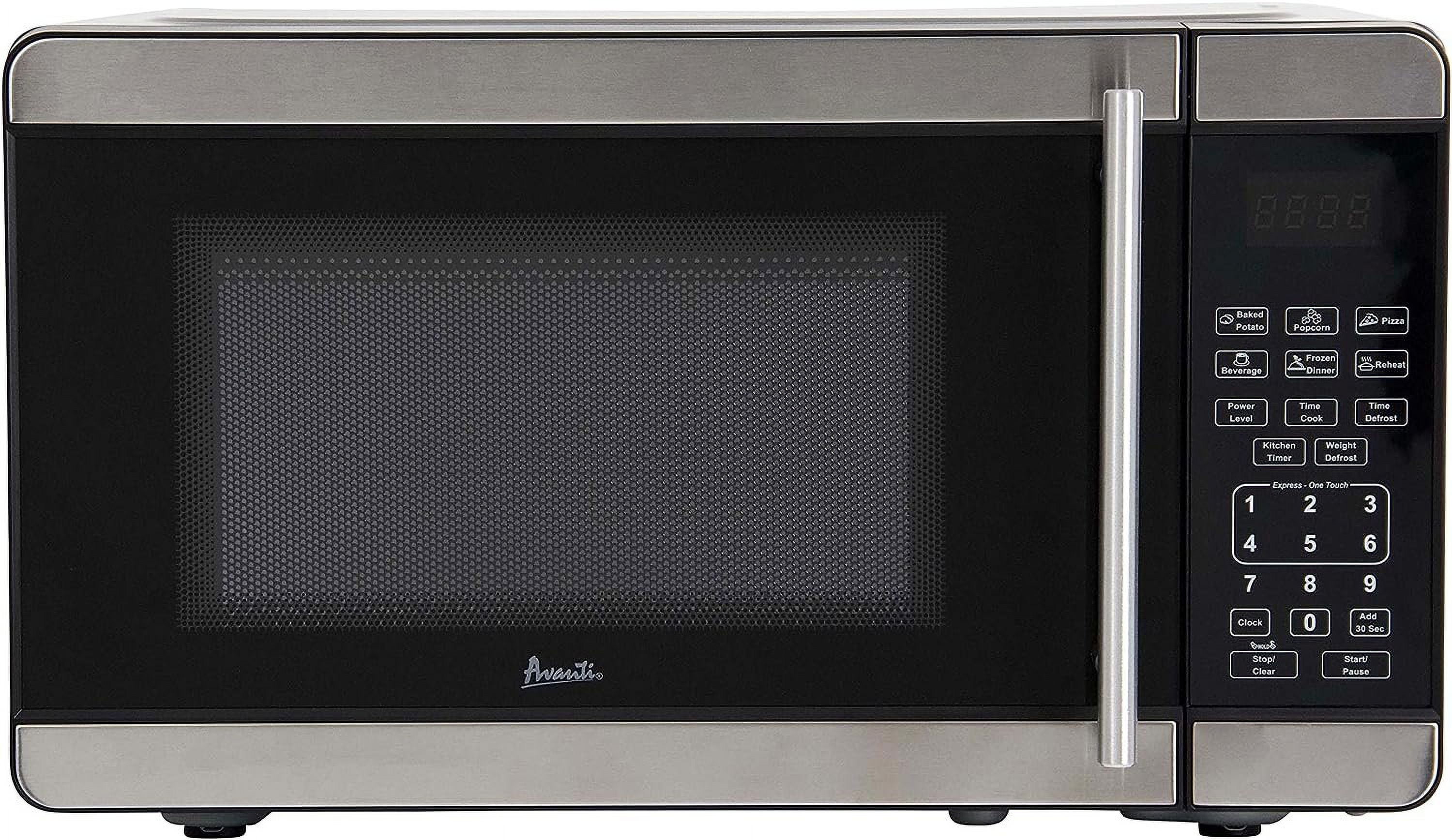 Avanti MT7V3S Microwave Oven 700-Watts Compact with 6 Pre Cooking Settings, Speed Defrost, Electronic Control Panel and Glass Turntable, Metallic
