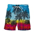 thumbnail image 6 of Virmaxy Men's Drawstring Five Pants Palm Tree Print Beach Shorts Hawaiian Shorts with Pockets Special Print Beach Casual Trouser Shorts Pants Blue-A 2XL, 6 of 6