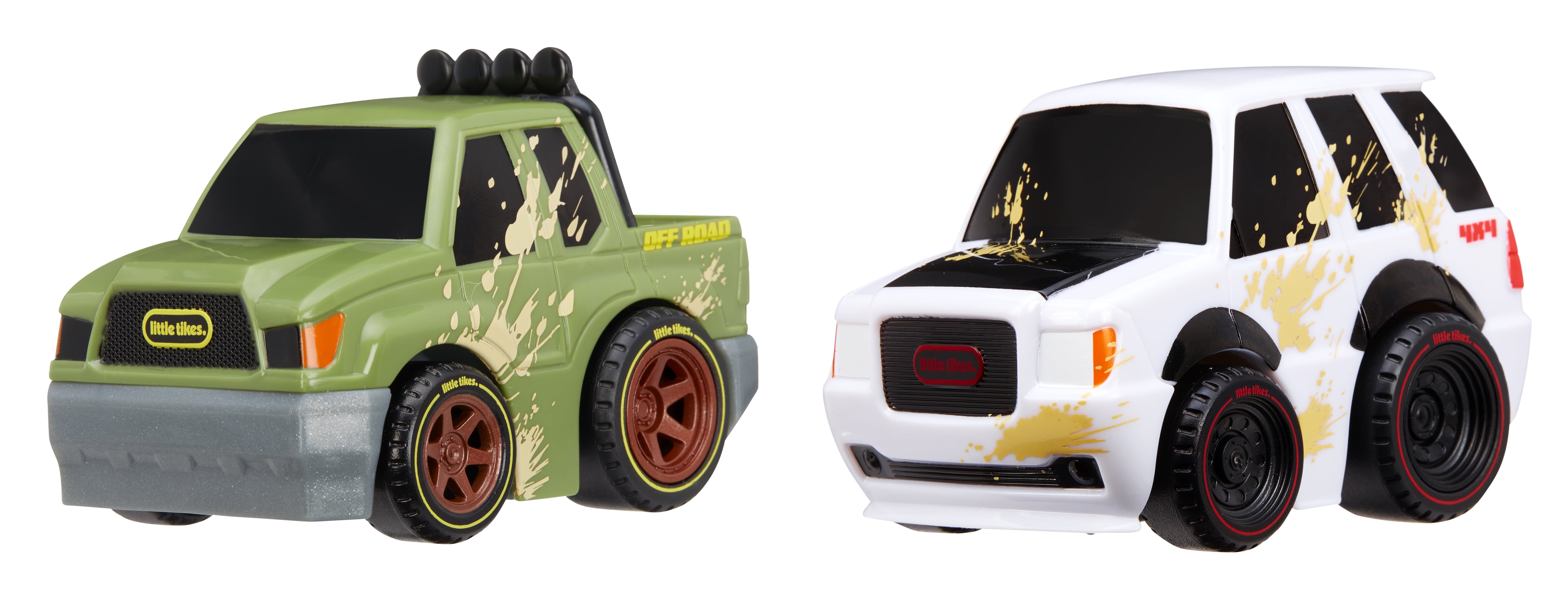 Little Tikes Crazy Fast Cars 2-Pack Off-Roaders, Off Road Adventure Vehicle Themed Pullback Toy Car Vehicles Go up to 50 ft