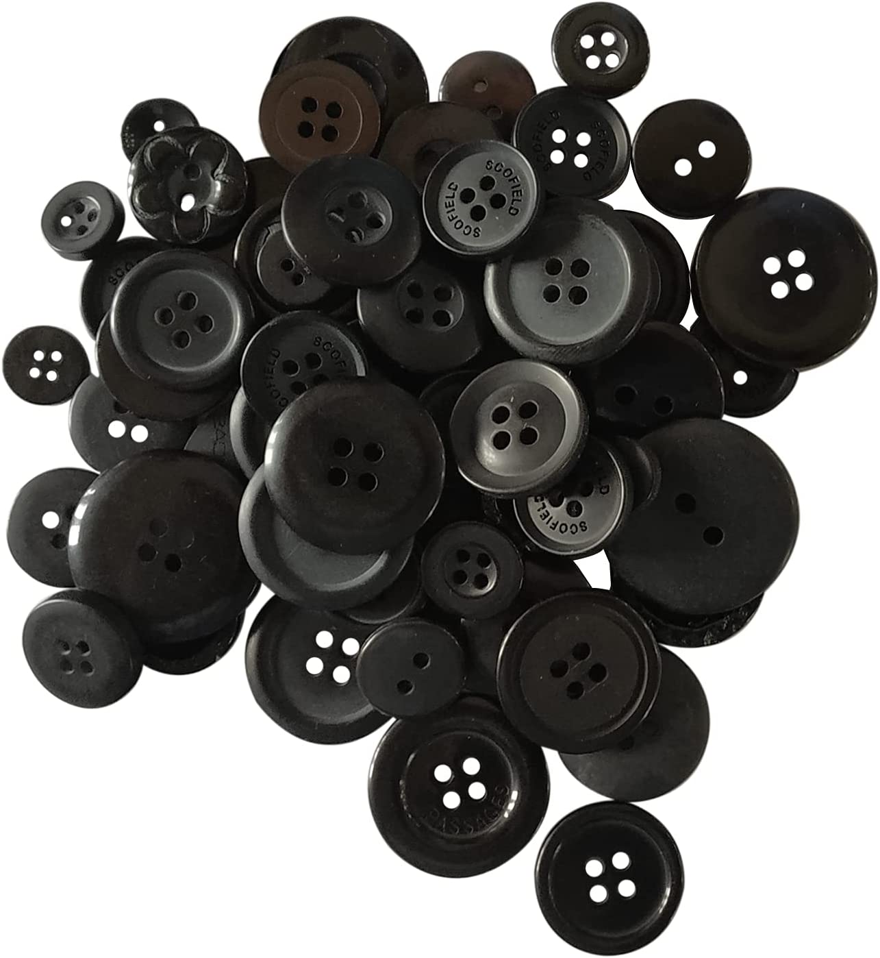 Trimming Shop Round Resin Buttons 2 & 4 Holes Assorted Mixed Colours and  Sizes, 50g, Dark Blue