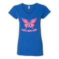 thumbnail image 2 of Wild Bobby, Butterfly Pink Ribbon Faith Hope Love, Breast Cancer Awareness, Women Standard V-Neck Tee, Royal, Small, 2 of 5