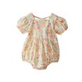 thumbnail image 1 of goowrom Barboteuses d'Été pour Bébé, Combinaison à Manches Bouffantes et Col Carré Floral, 1 of 9