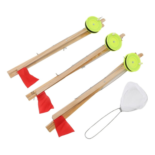 Ice Fishing Rod Flag, Ice Fishing Flag High Stability High Efficiency Wood 3Pcs For Winter