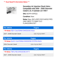 thumbnail image 2 of Secondary Air Injection Check Valve - Compatible with 2006 - 2008 Chevy Cobalt 2.2L 4-Cylinder L61 VIN F 2007, 2 of 2