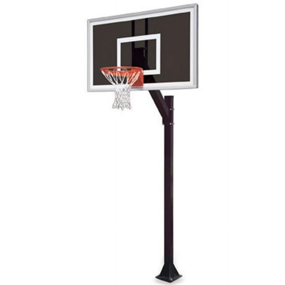 Legacy Eclipse-BP Steel-Smoked Glass In Ground Fixed Height Basketball System, Navy Blue