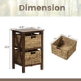 thumbnail image 3 of Costway 1 PC 2-Tier Nightstand with 2 Seagrass Baskets Rubber Wood X-Shaped Frames 2 Drawers, 3 of 9