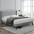 thumbnail image 2 of VECELO Queen Platform Bed Frame with Upholstered Headboard, Strong Wooden Slats/No Box Spring Needed, Dark Gray, 2 of 8