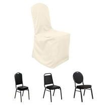 Efavormart 50PCS Round Top Beige Polyester Banquet Chair Covers Linen Dinning Chair slipcover For Wedding Party Event Catering