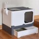 thumbnail image 2 of Caja de arena para gatos grande y plegable, caja de arena de plástico cerrada para gatos, inodoro desmontable para mascotas, bandeja antisalpicaduras para gatos, lavabo de baño de limpieza Su, gris-, 2 of 5