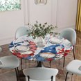 thumbnail image 5 of Independence Day Gnomes Round Tablecloth for 36-44 Inch Tables, Fitted Table Cover with Elastic Edge, Red Blue Floral Gray Wood Waterproof Outdoor Table Cloth Protector for Patio Garden Dinner Picnic, 5 of 9