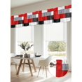 thumbnail image 6 of 2 Panels Red Grey Geometric Valance for Windows, Modern Black White Abstract Art Light Filtering Kitchen Curtains, Rod Pocket Window Treatment Curtain Valances for Living Room Bedroom, 54"x18", 6 of 9