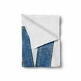 thumbnail image 2 of Letter W Soft Flannel Fleece Blanket, Symmetrical Latin Letter Capital W with Blue Jean Pattern Typography Design Print, Cozy Plush for Indoor and Outdoor Use, 70" x 90", Blue Yellow, by Ambesonne, 2 of 6
