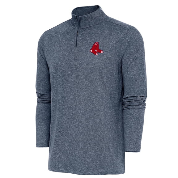 Men's Antigua  Heather Navy Boston Red Sox Hunk Quarter-Zip Pullover Top