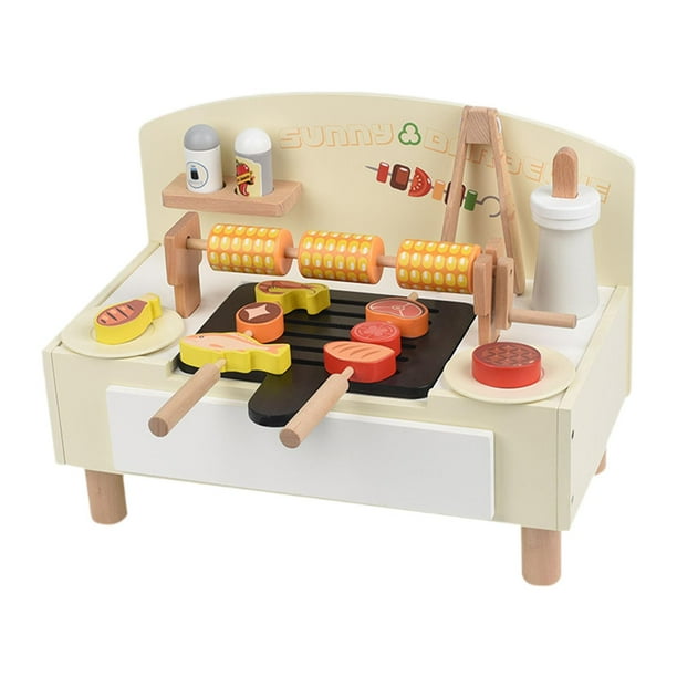 Juego de parrilla para niños con comida de juguete, juego de parrilla de barbacoa realista para niños de aprendizaje temprano, juego de cocina de jugu