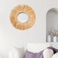 thumbnail image 3 of Espejo de paja tejido grande 40cm Espejo colgante de pared Espejo colgante natural Decoración tejida Decoración de pared Boho para decoraciones de Espejo completo Baoblaze espejo de pared, 3 of 8