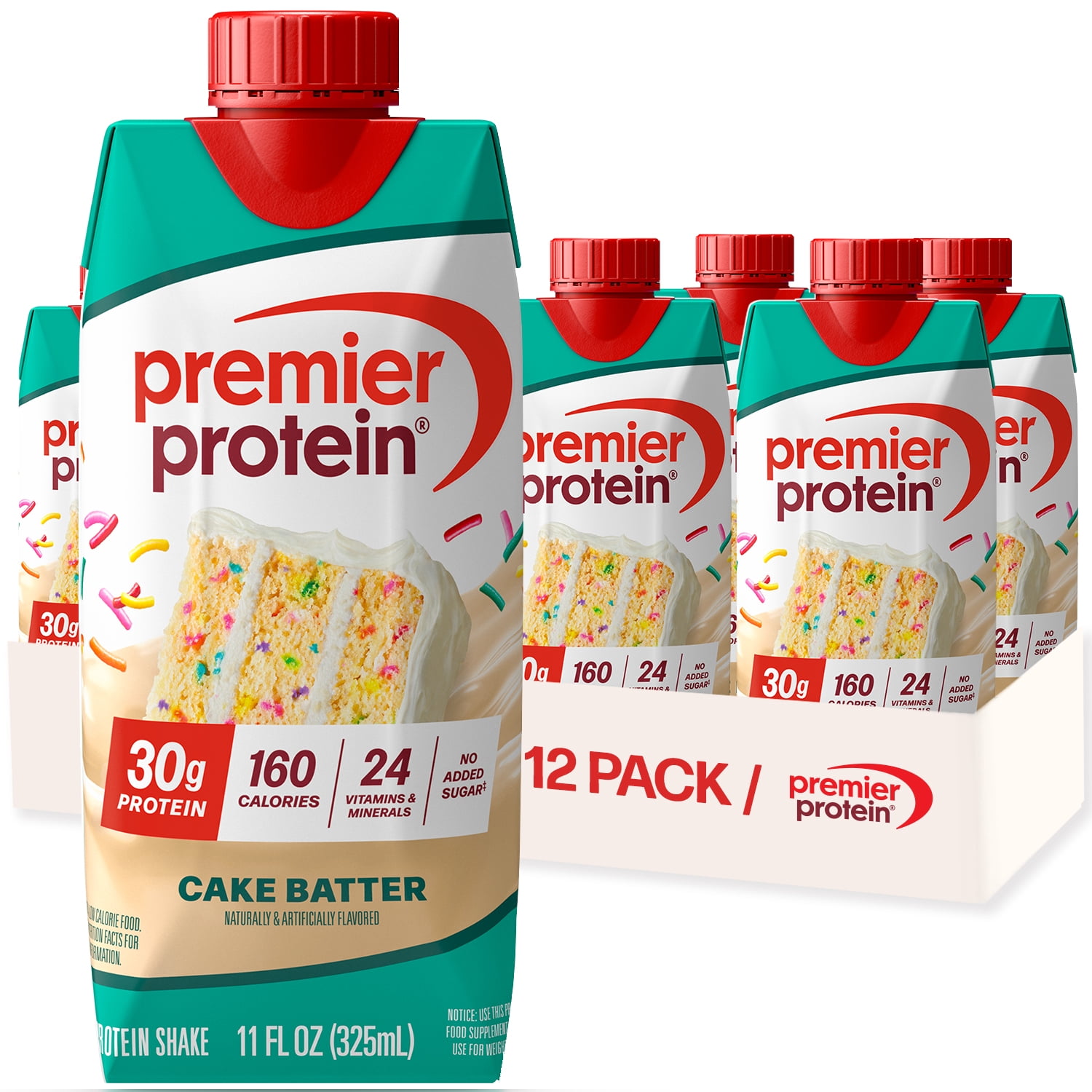 (2 pack) Premier Protein Shake, Cake Batter Delight, 30g Protein, 11 fl oz, 12 Ct