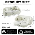 thumbnail image 2 of Leumius 87" Convertible Futon Sofa Bed, Corduroy Curved Boneless Couch with High Backrest, 2-in-1 Fold-Out Sleeper Sofa with Pull-out Couch Bed,Beige-Square Pillow, 2 of 11