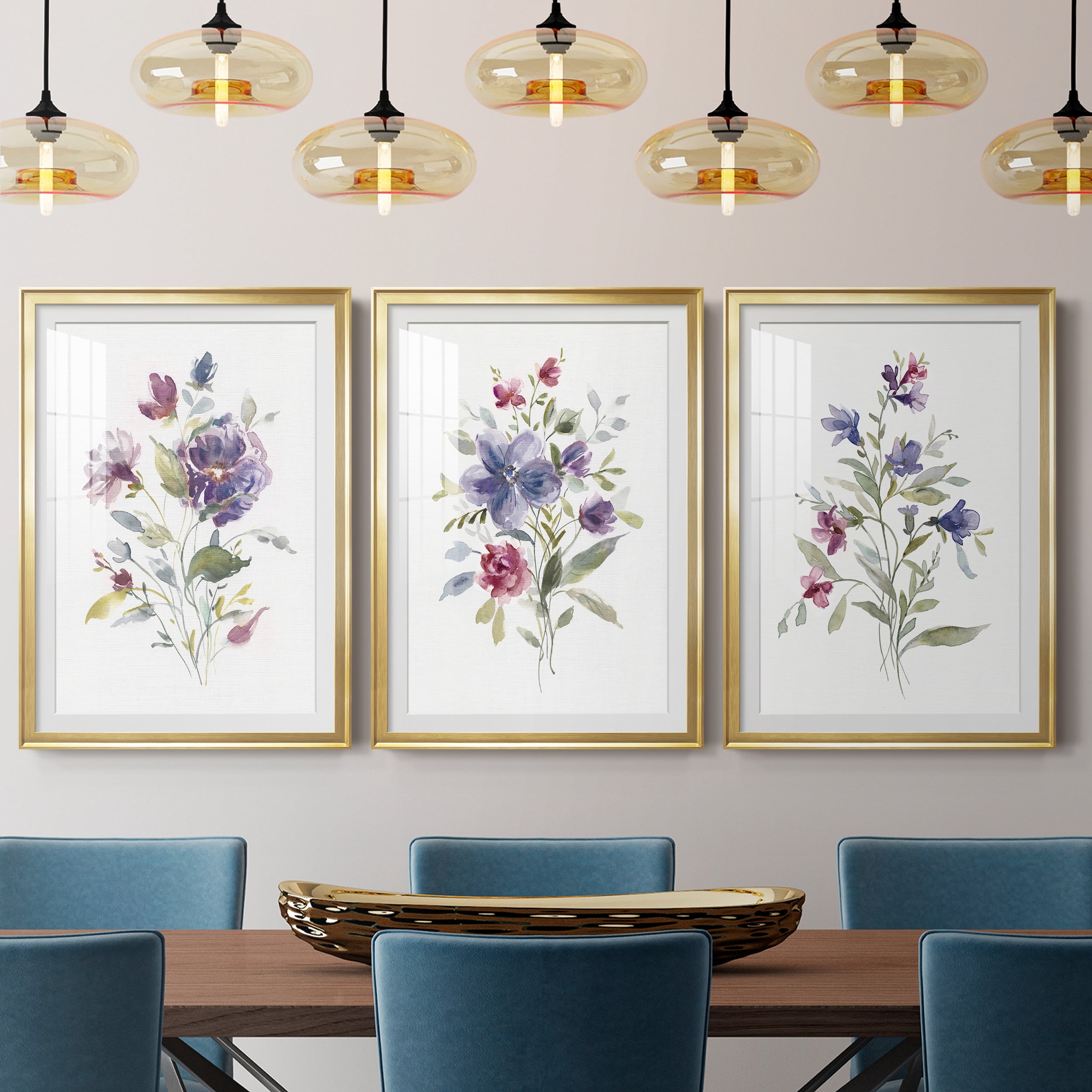 Color Variety I Premium Framed Prints Set of 3 - Ready to Hang - 30.5 x 42.5 Each - Gold Frame