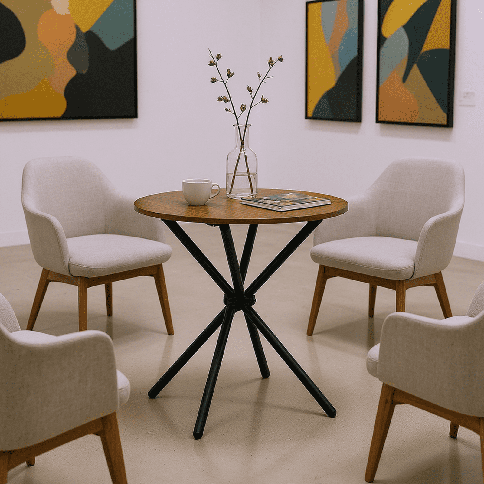 Homy Casa Round Conference Room Table, 31.5" Meeting & Training Table for Office, Breakout