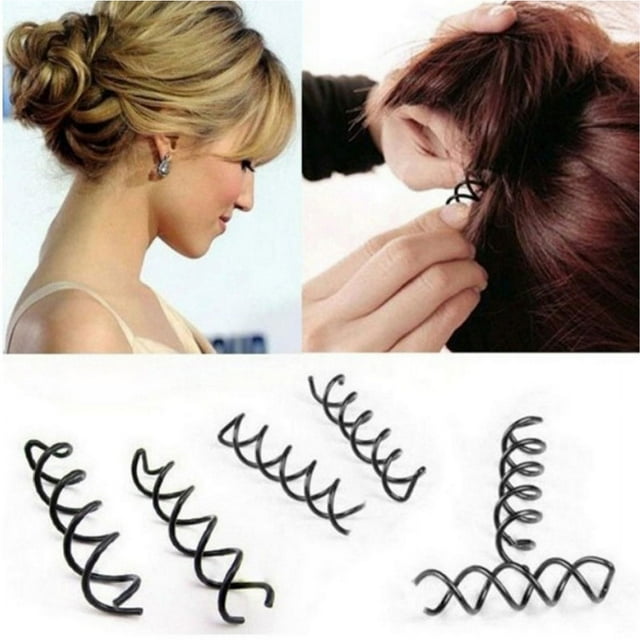 12 horquillas para el cabello en espiral, horquillas para el cabello retorcidas, horquillas para el cabello, horquillas giratorias, clip redondo antiarañazos para peinados de mujer DIY (negr
