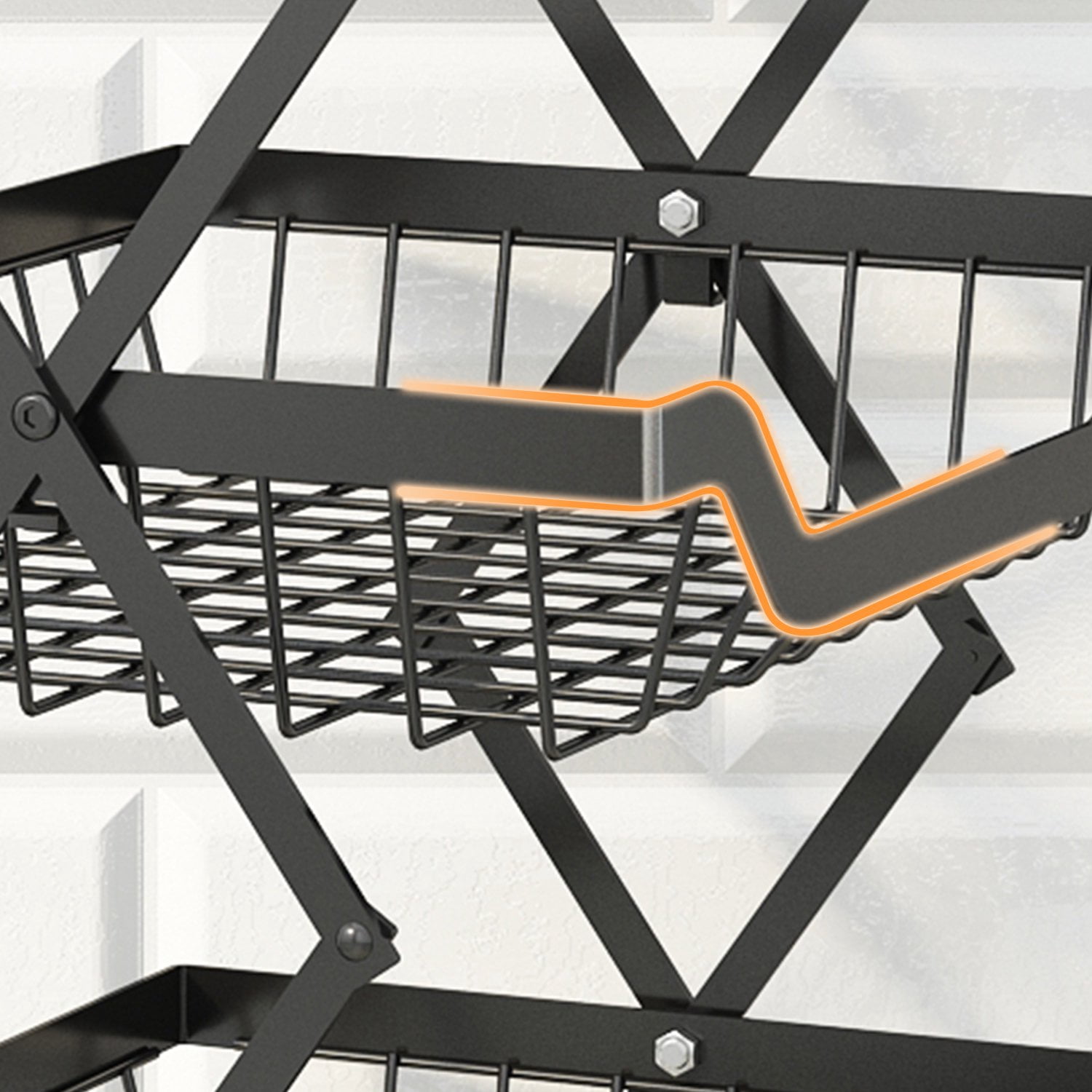 Alexent 3-Tier Foldable Basket Storage Rolling Cart | Metal Wire Basket with Wheels, Stackable, Versatile Organizer for Kitchen, Pantry, Bathroom, Laundry, Garage, Black