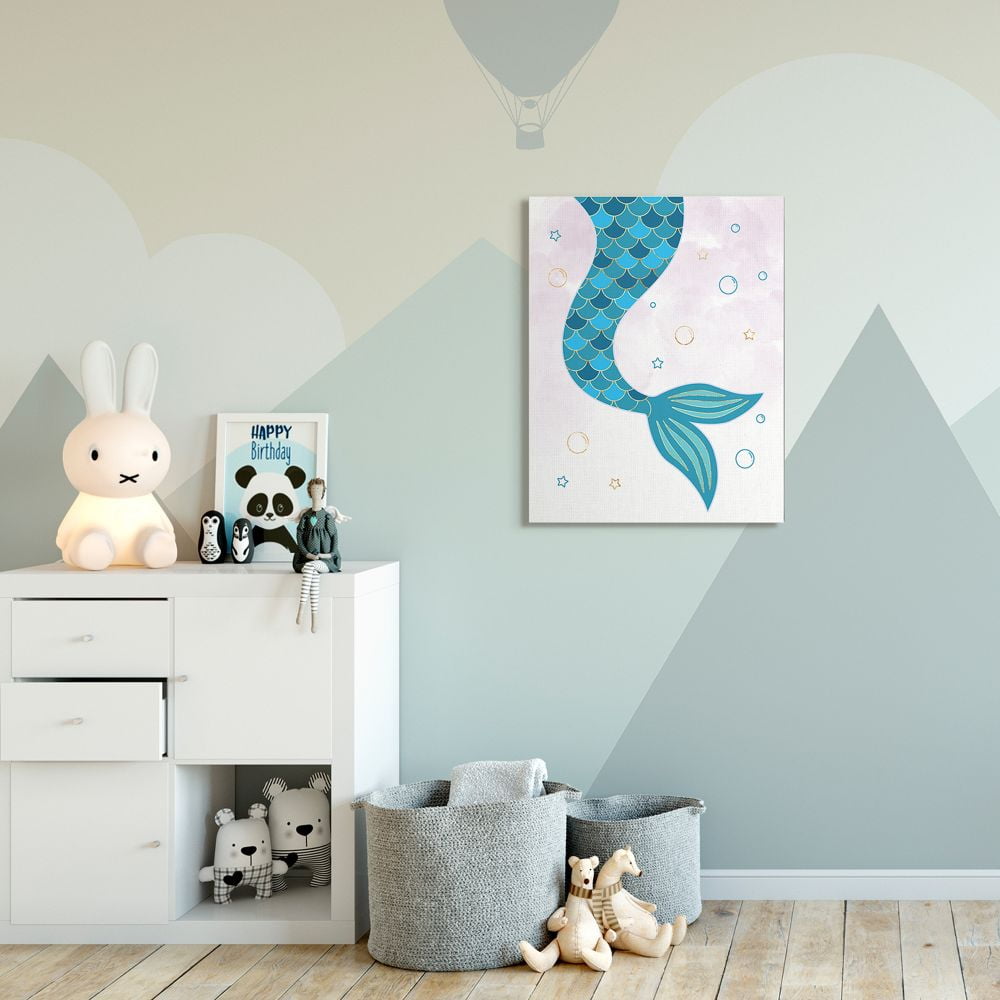 Stupell Industries Nautical Mermaid Scale Tail Sea Water Bubbles Canvas Wall Art Design by Ziwei Li