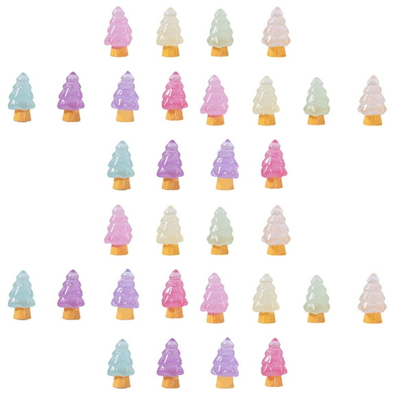 AURARMLET 32Pcs Glowing Mini Resin Christmas Tree for Winter Holidays