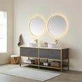 thumbnail image 3 of Vinnova Murica 72" White Top and Vessel Sink Double Vanity Oak Wood Gold Frame, 3 of 9